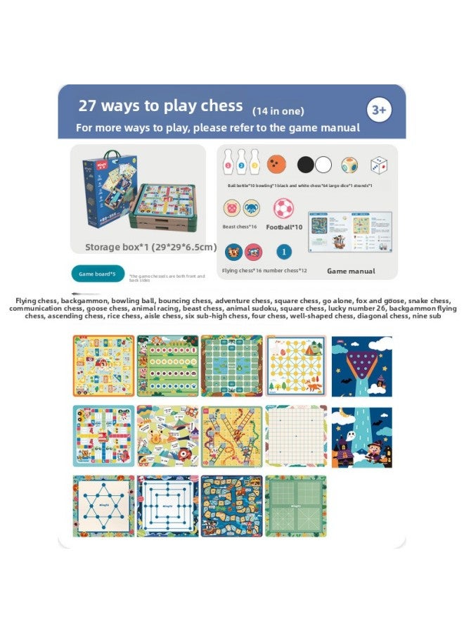 Ming Tower Flying Chess Gobang All-in-One Multifunctional Chessboard Table Tour Children's Educational Chess Toys Six One Gift